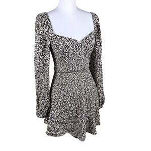 NWT ASOS Milkmaid Leopard Animal Print Peasant Corset Babydoll Mini Dress Size 0